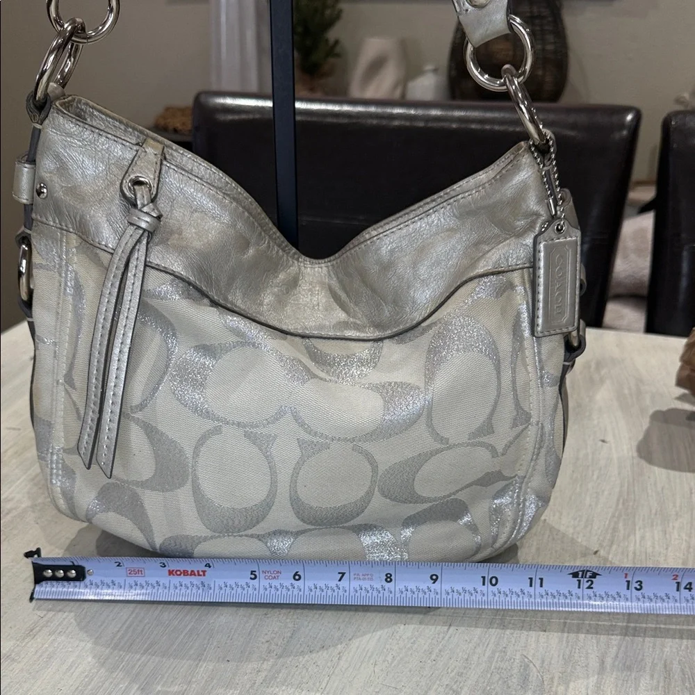 Coach Metallic Silver and Cream Shoulder Hobo Bag - Picture 15 of 16